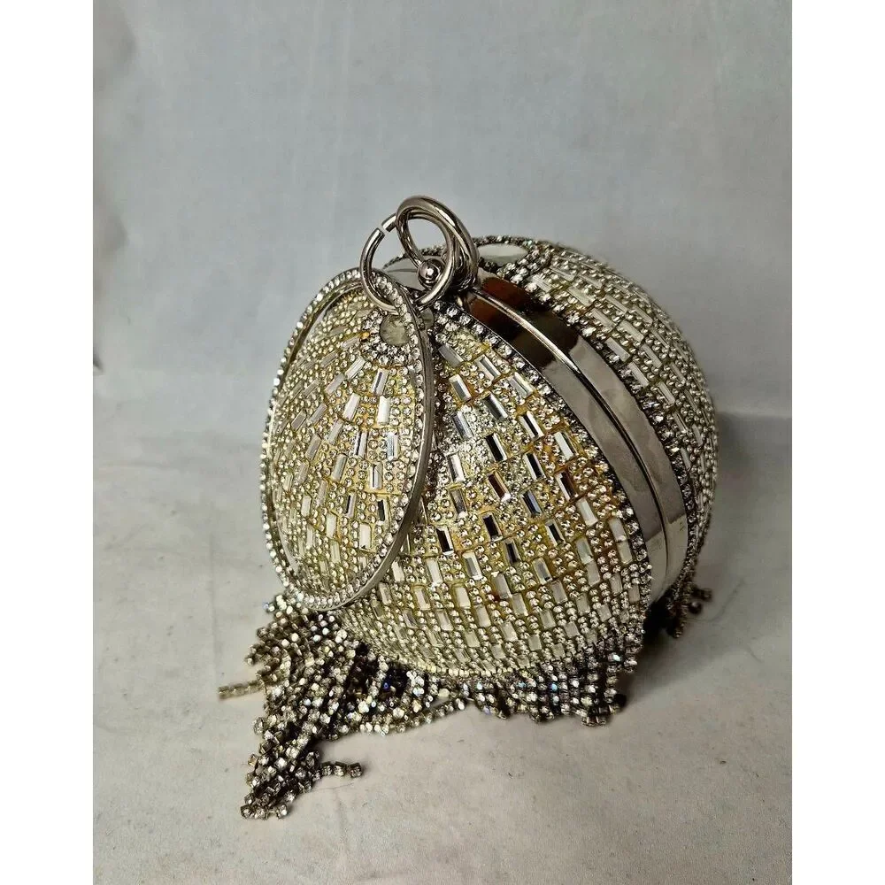Crystal encrusted ball clutch proms formal